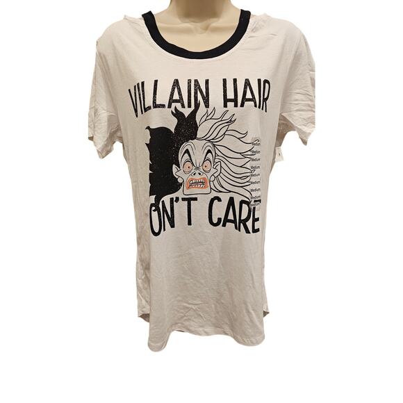 NWT Disney Cruella Deville M open shoulder Villan black white 101 dalmations NEW - Picture 1 of 7